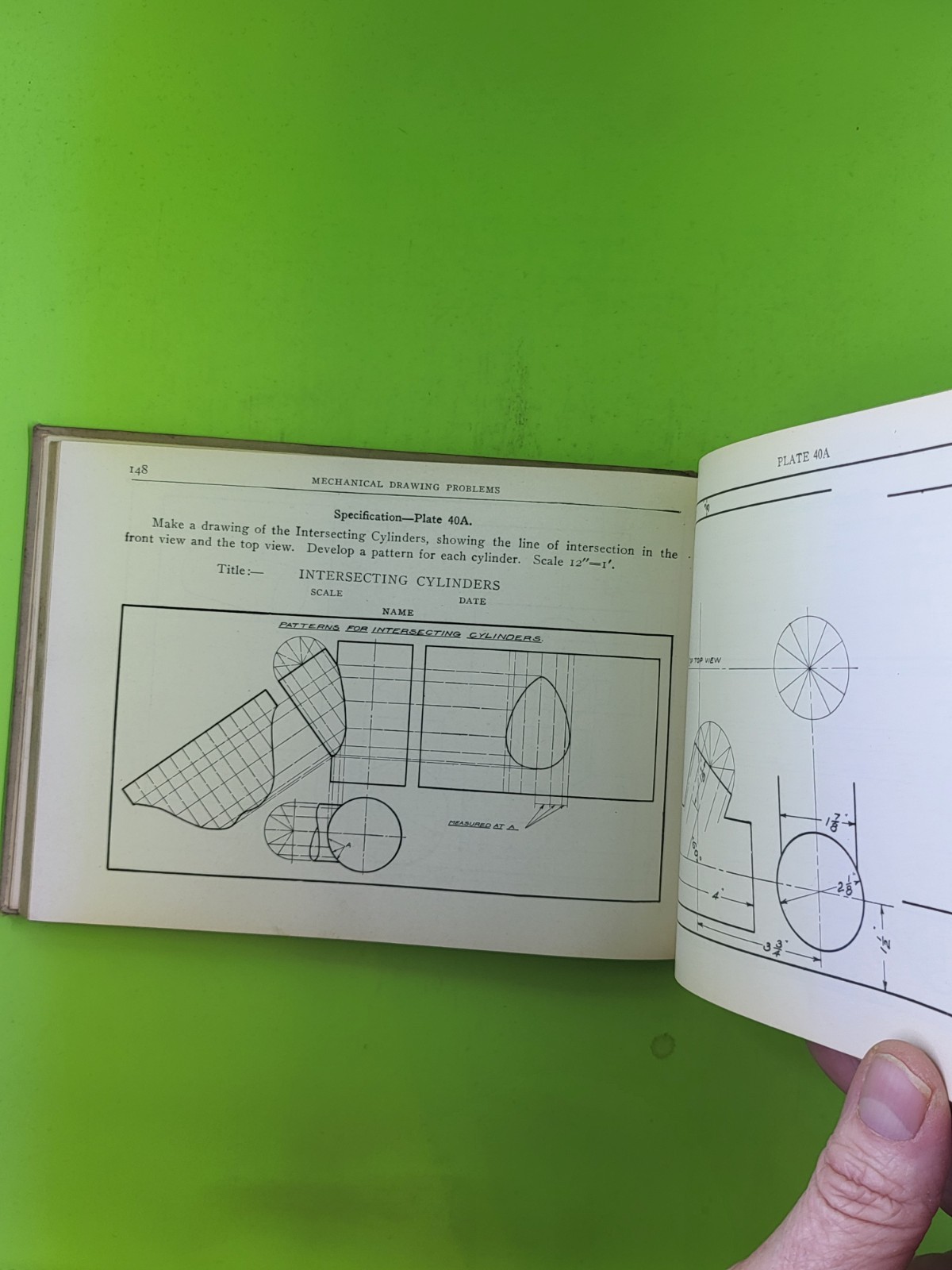 1927 Mechanical Drawing Problems Berg & Kronquist VTG Drafting Textbook