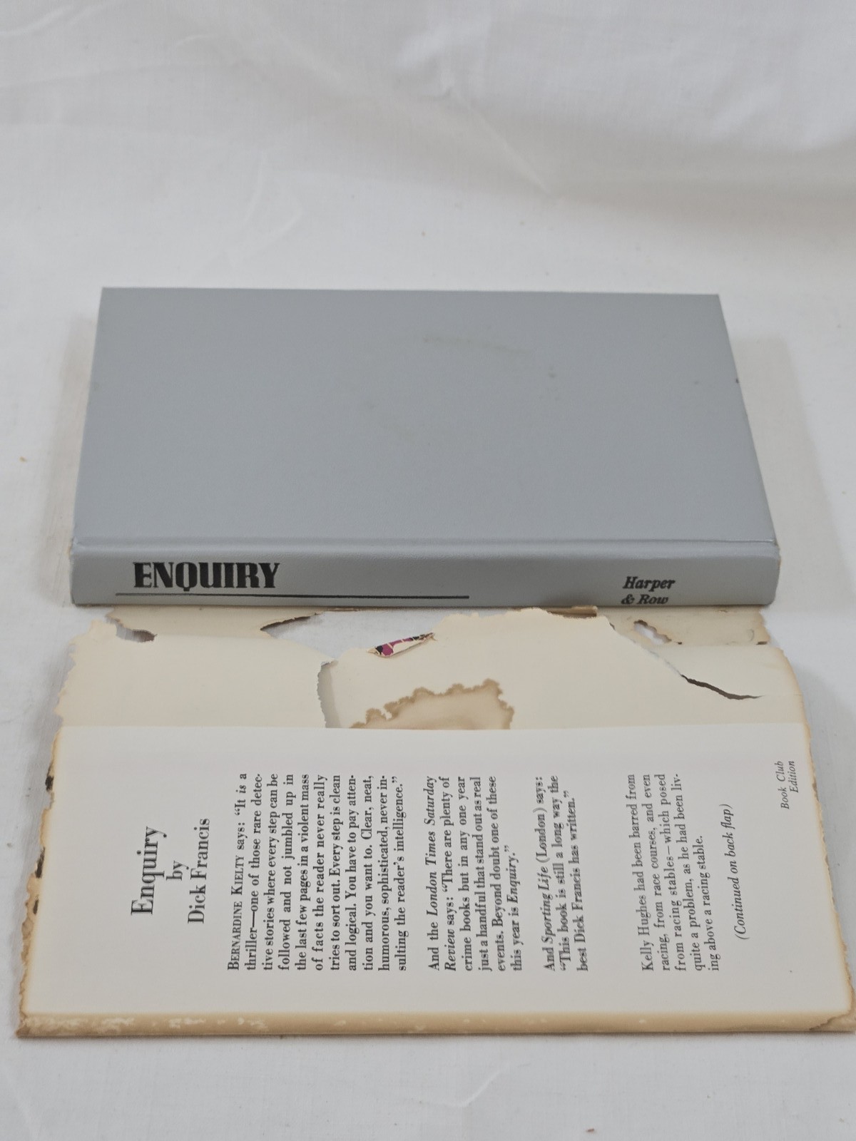 Dick Francis Enquiry 1969 Harper & Row Hardcover Suspense Novel Damaged DJ