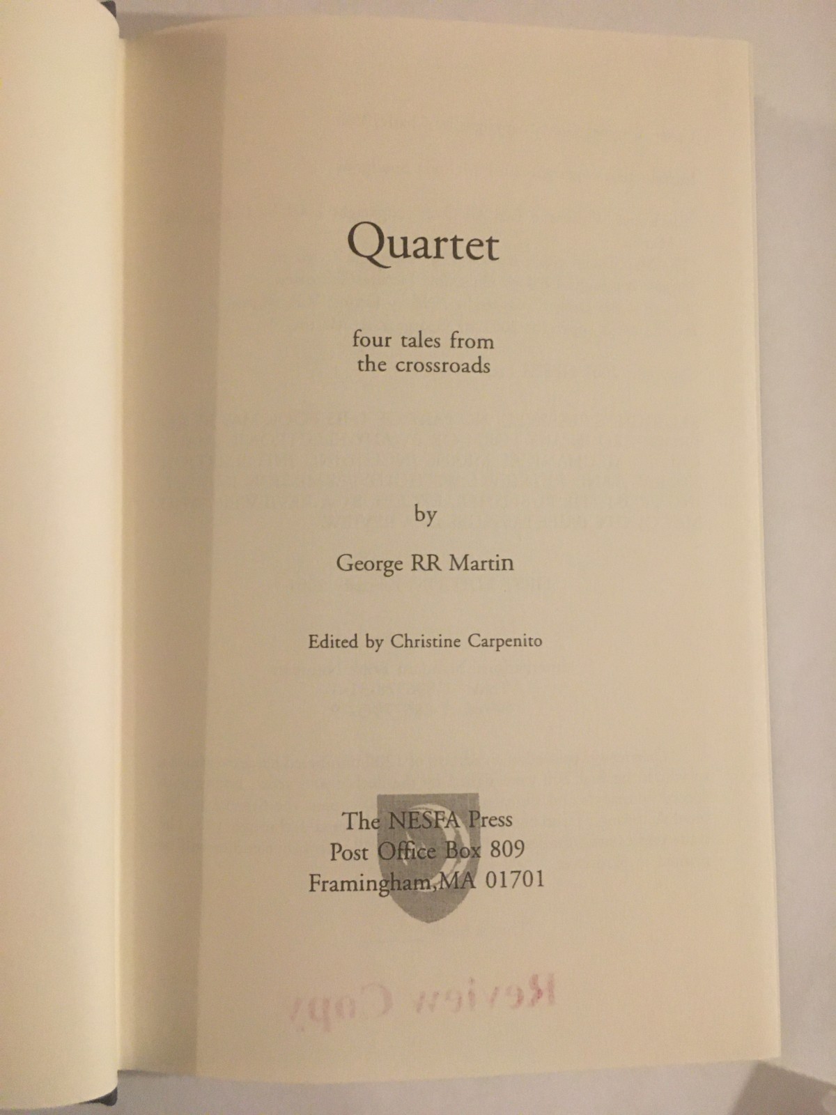 (Review Copy) Quartet by George R. R. Martin, NESFA Press 2001, HC DJ