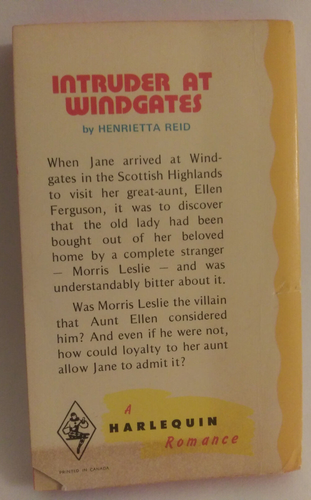 Intruder At Windgates by Henrietta Reid 1973 Harlequin Romance #1720 PB 1st Ed