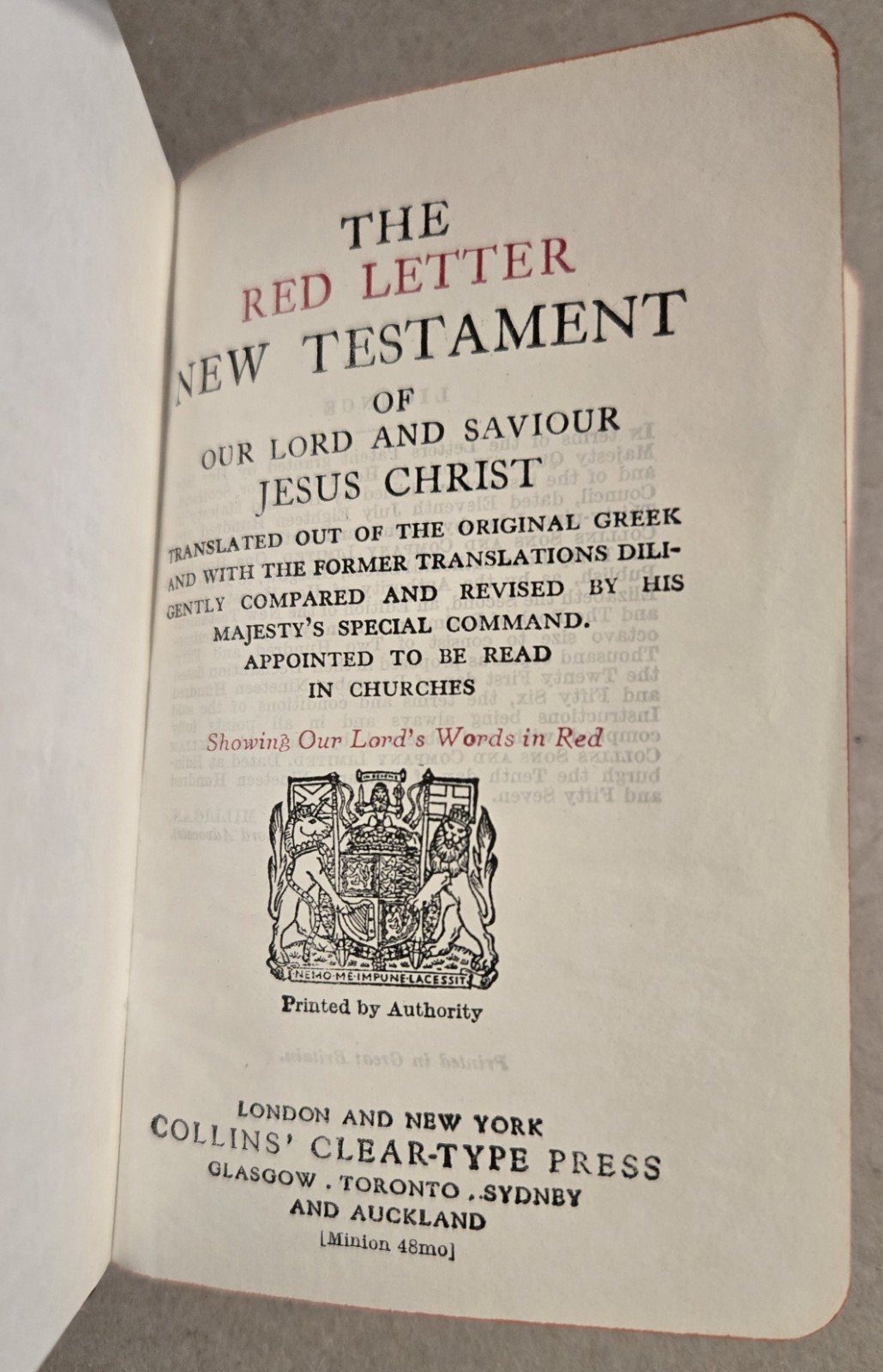 Vintage Red Letter Pocket New Testament Collins Press Great Britain
