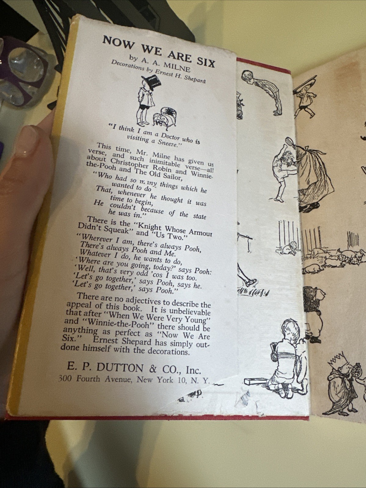 1927 ANTIQUARIAN NOW WE ARE SIX A.A.MILNE HC COLLECTIBLE RED DECOR VINTAGE BOOK