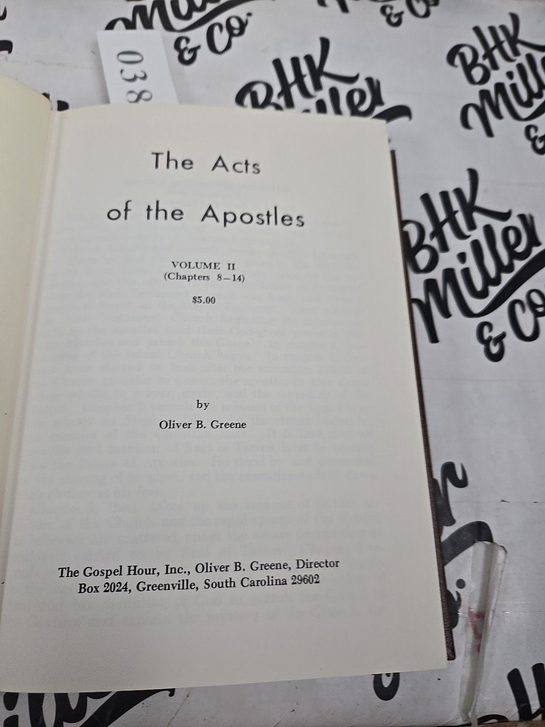 THE ACTS OF THE APOSTLES VOL II – FIRST PRINTING 1968- OLIVER B. GREENE