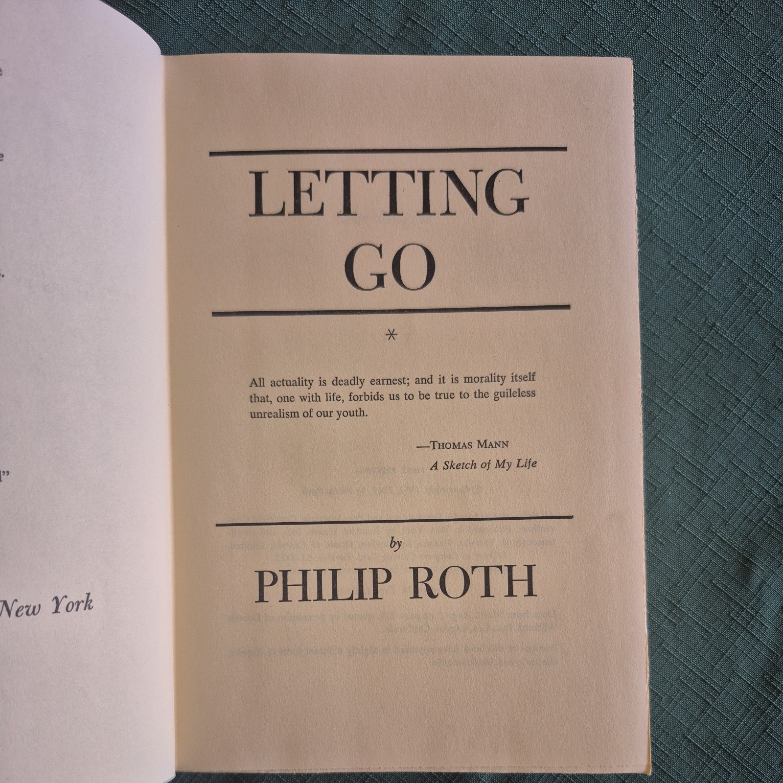 Letting Go by Philip Roth (1962, hardcover) First edition, first print, VG+/VG+