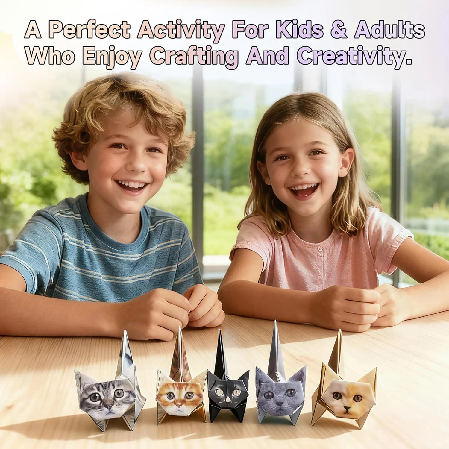 Fold Your Own Paper Cats Origami Kit/50 Sheets Real CatBreeds Craft Activity 12z