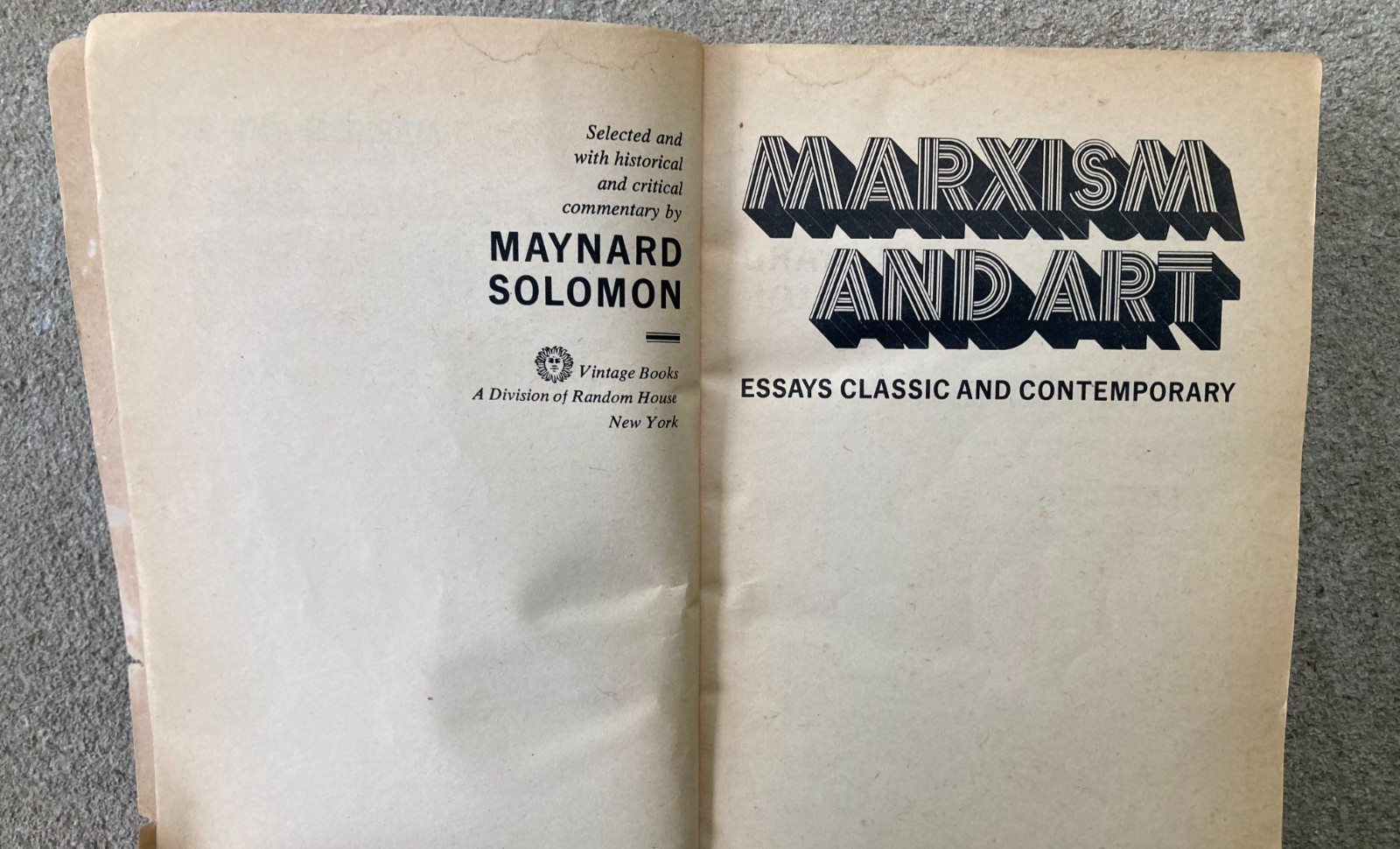 Marxism and Art by Maynard Solomon (1973, Vintage Softcover)