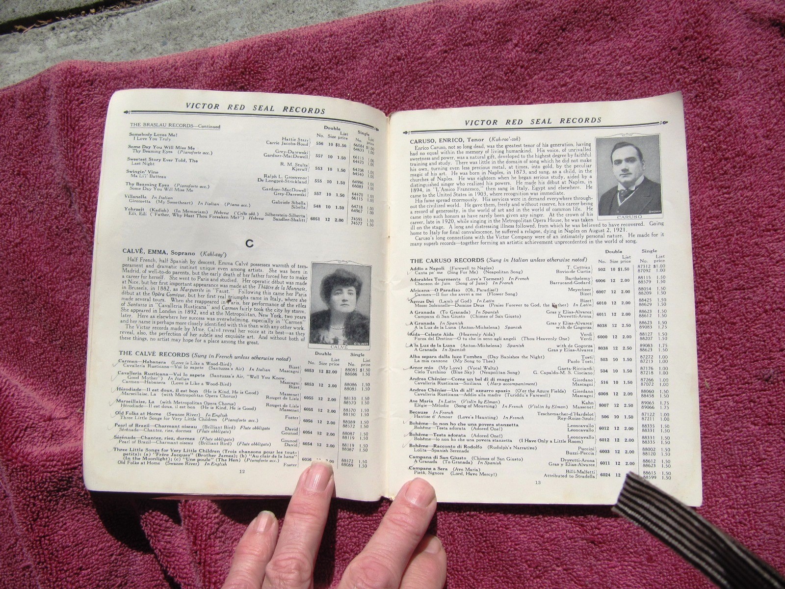 1924 VICTOR RED SEAL RECORDS Catalog A Library of Famous Voices Caruso Ponselle