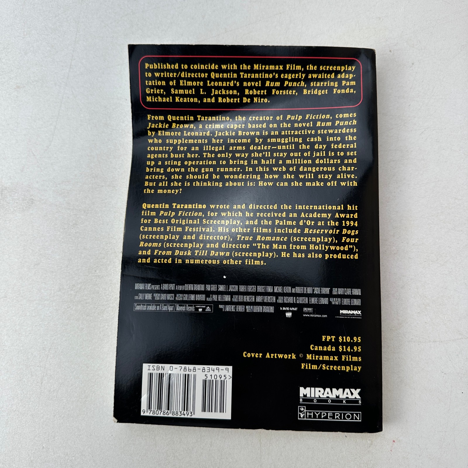Jackie Brown Screen Play by Elmore Leonard and Quentin Tarantino 1997 First Ed.