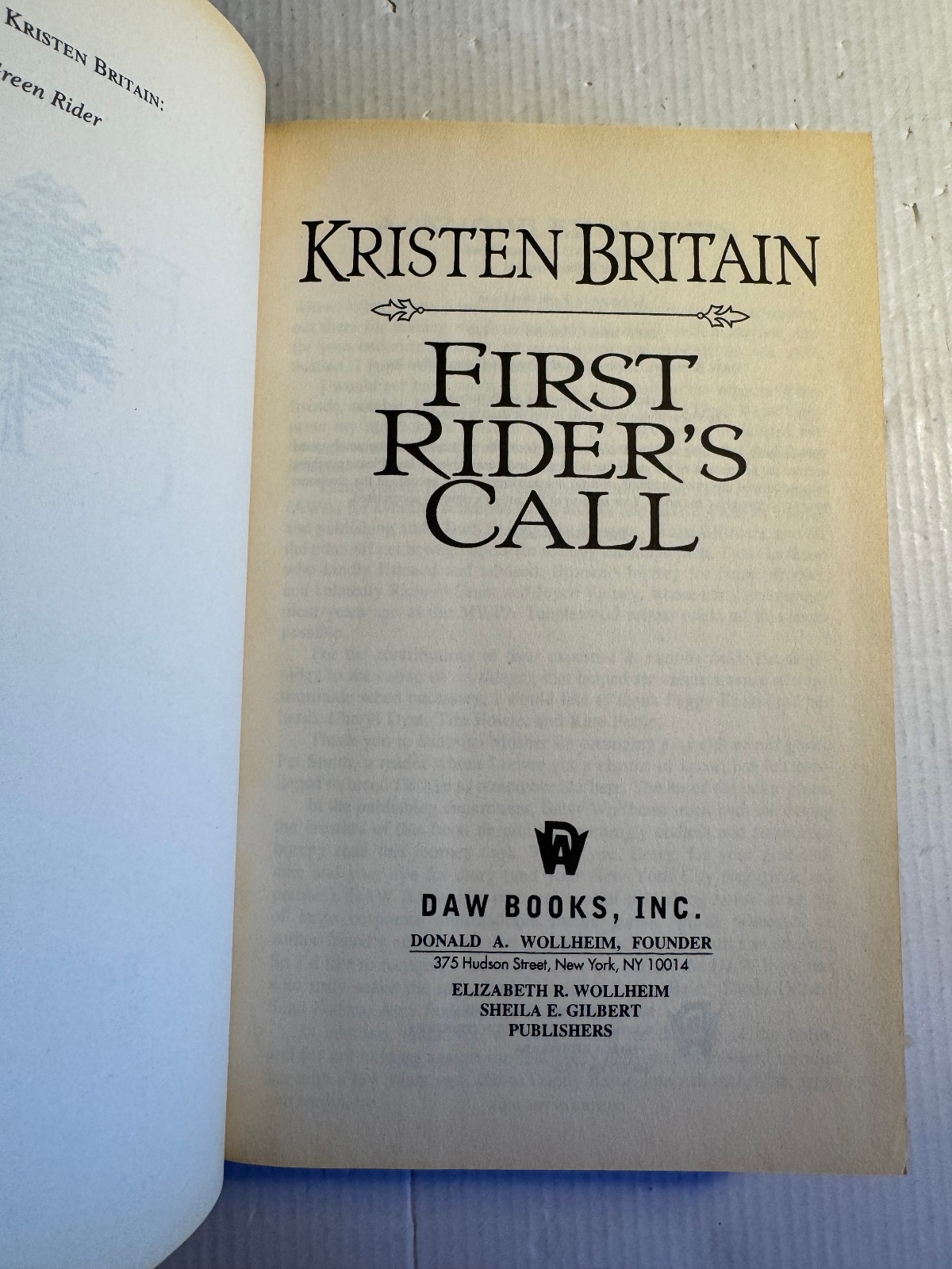 First Rider’s Call Kristen Britain HCDJ Very Good DAW 2003 Green Rider