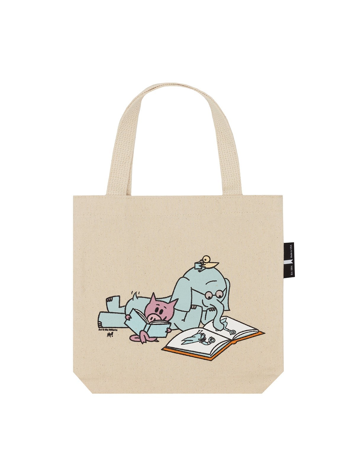 Elephant & Piggie Read Mini Tote Bag 10.5″W x 10.5″H by Out of Print