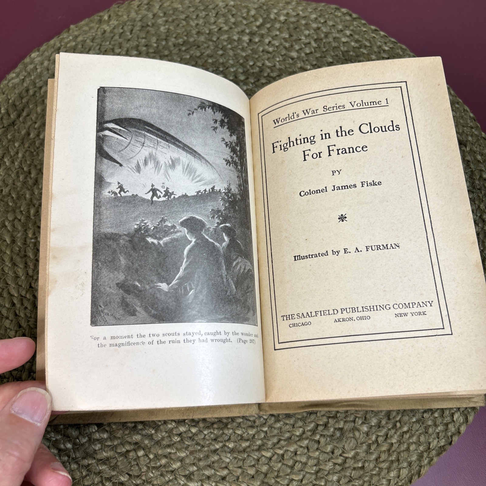 Antique 1915 Fighting in the Clouds For France Colonel James Fiske Book WW1