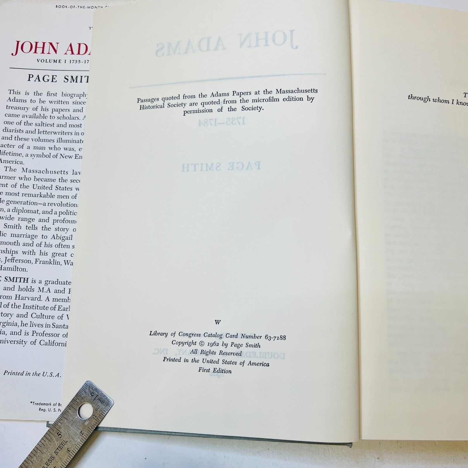 John Adams by Page Smith 1962, Volumes I and II, First Edition HC/DJ