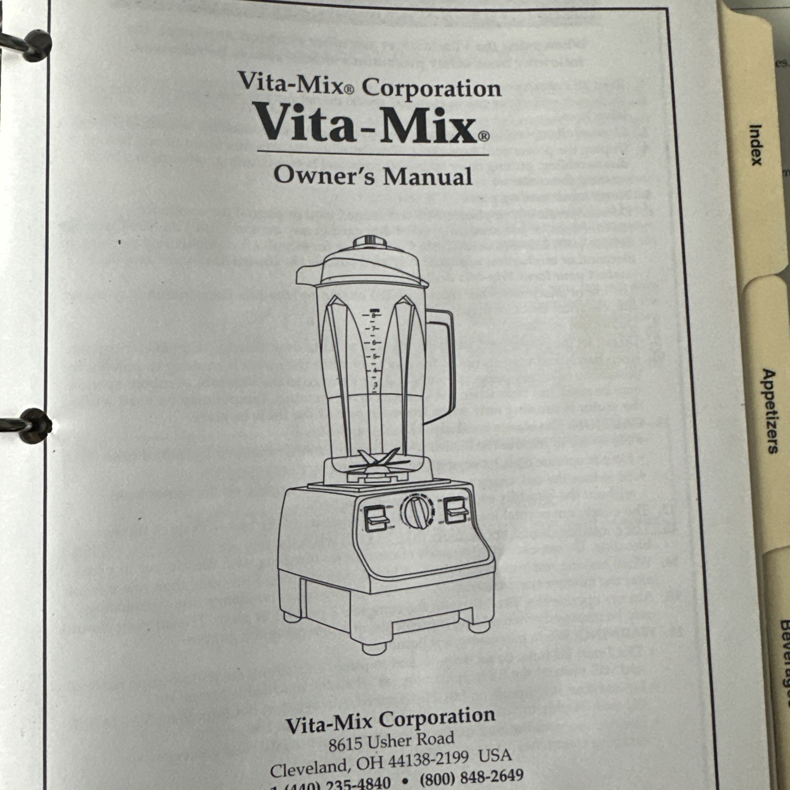 Vita-Mix Recipes For Better Living & Owner’s Manual ©2000-4th Printing New