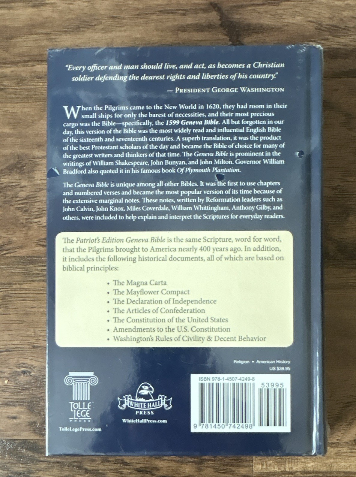 New Sealed 1599 Geneva Bible Patriot’s Edition – Hardcover – Tolle Lege Press