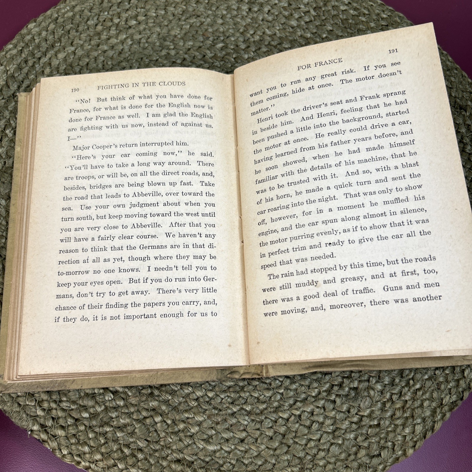 Antique 1915 Fighting in the Clouds For France Colonel James Fiske Book WW1