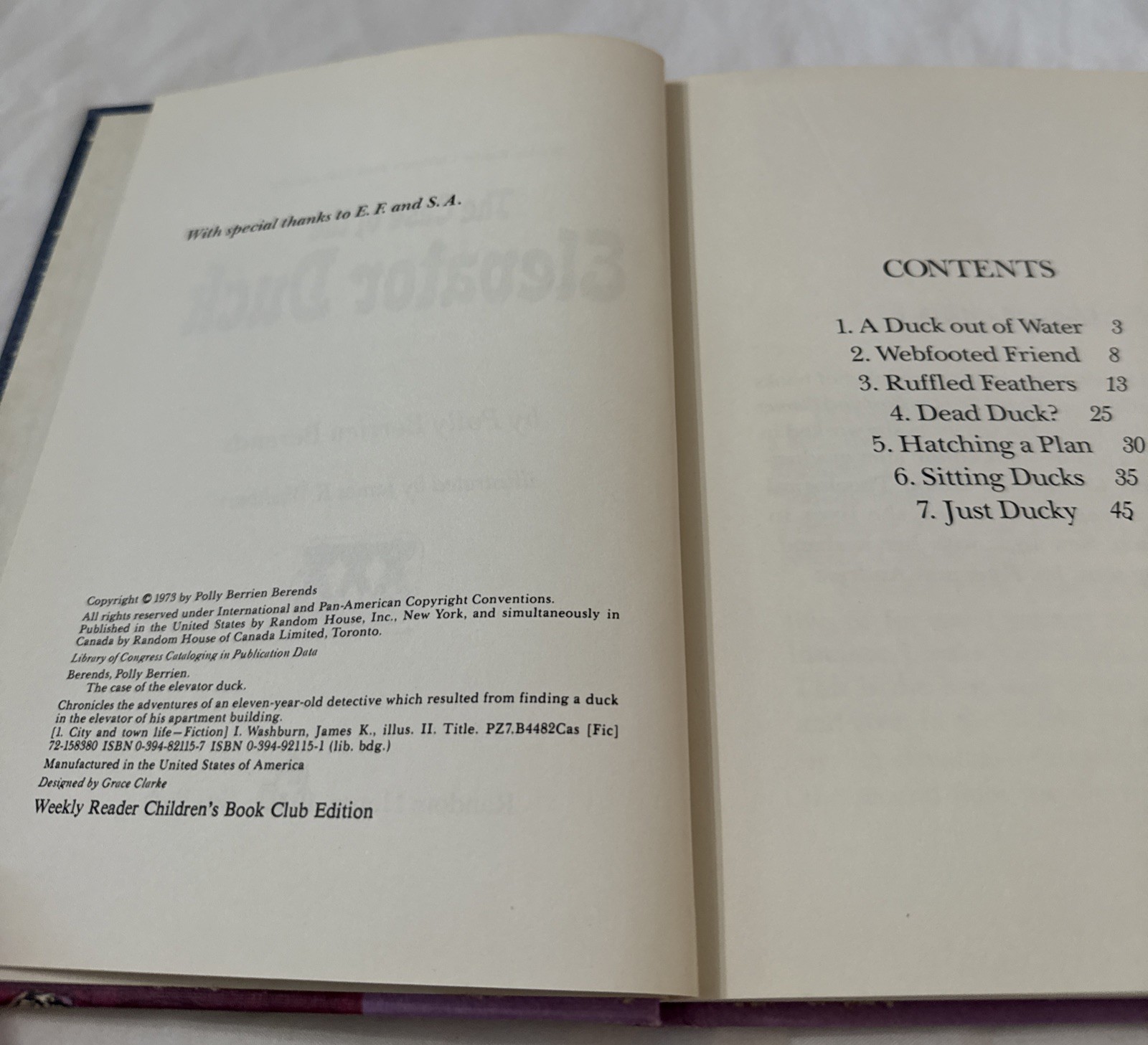 1973 „The Case Of The Elevator Duck“ by Polly Berrien Berends Hardcover Book