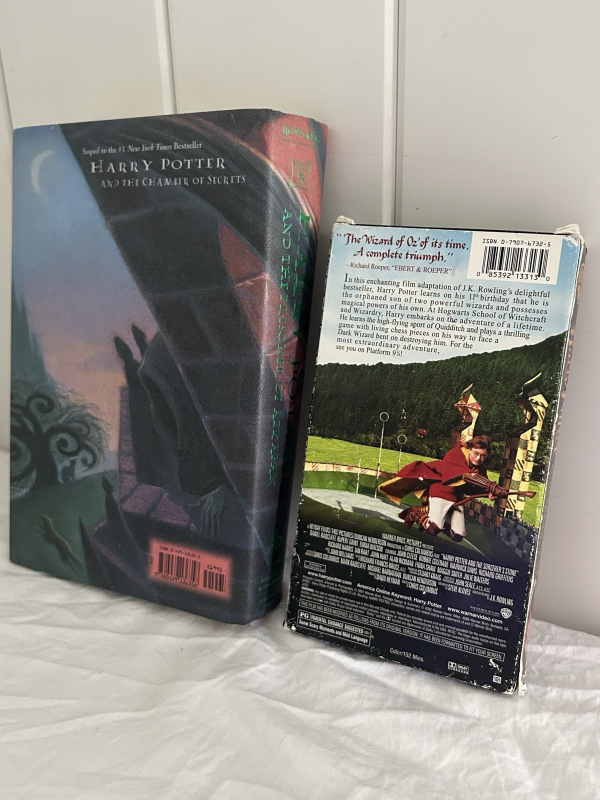 Harry Potter LOT Prisoner of Azkaban Hardcover book Sorcerer’s Stone VHS Tape