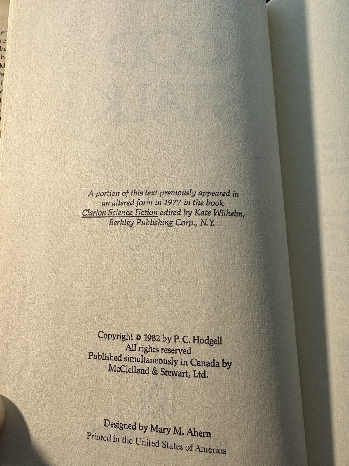 God Stalk by P.C. Hodgell, 1982 Hardcover With Dust Jacket Book club GOOD
