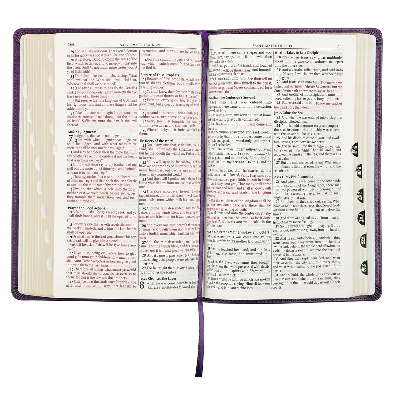 KJV Holy Bible, Standard Size Faux Leather Red Letter Edition Thumb Index & Ribb