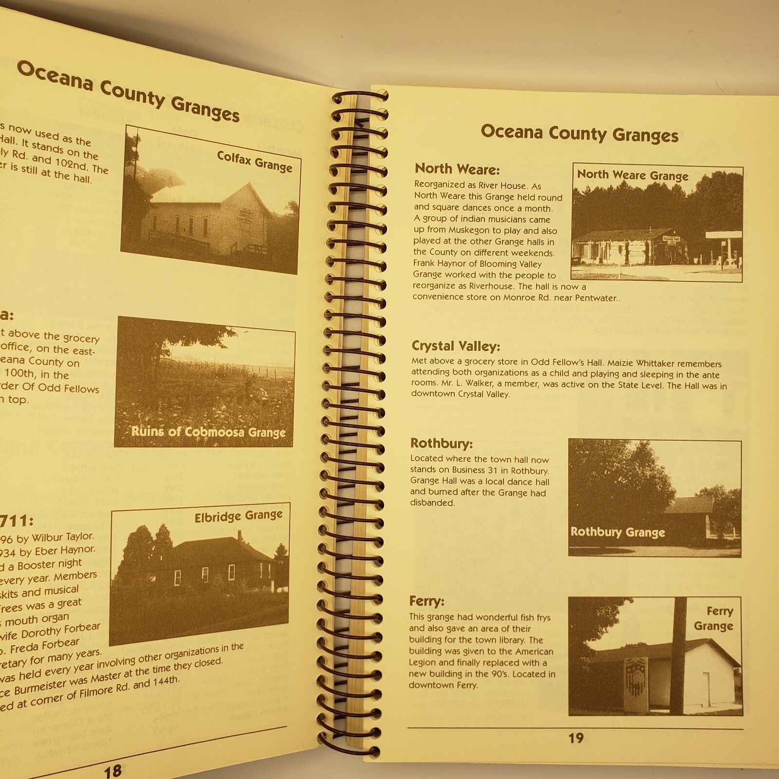 Oceana Center Grange Cookbook And Grange History 221 Pages
