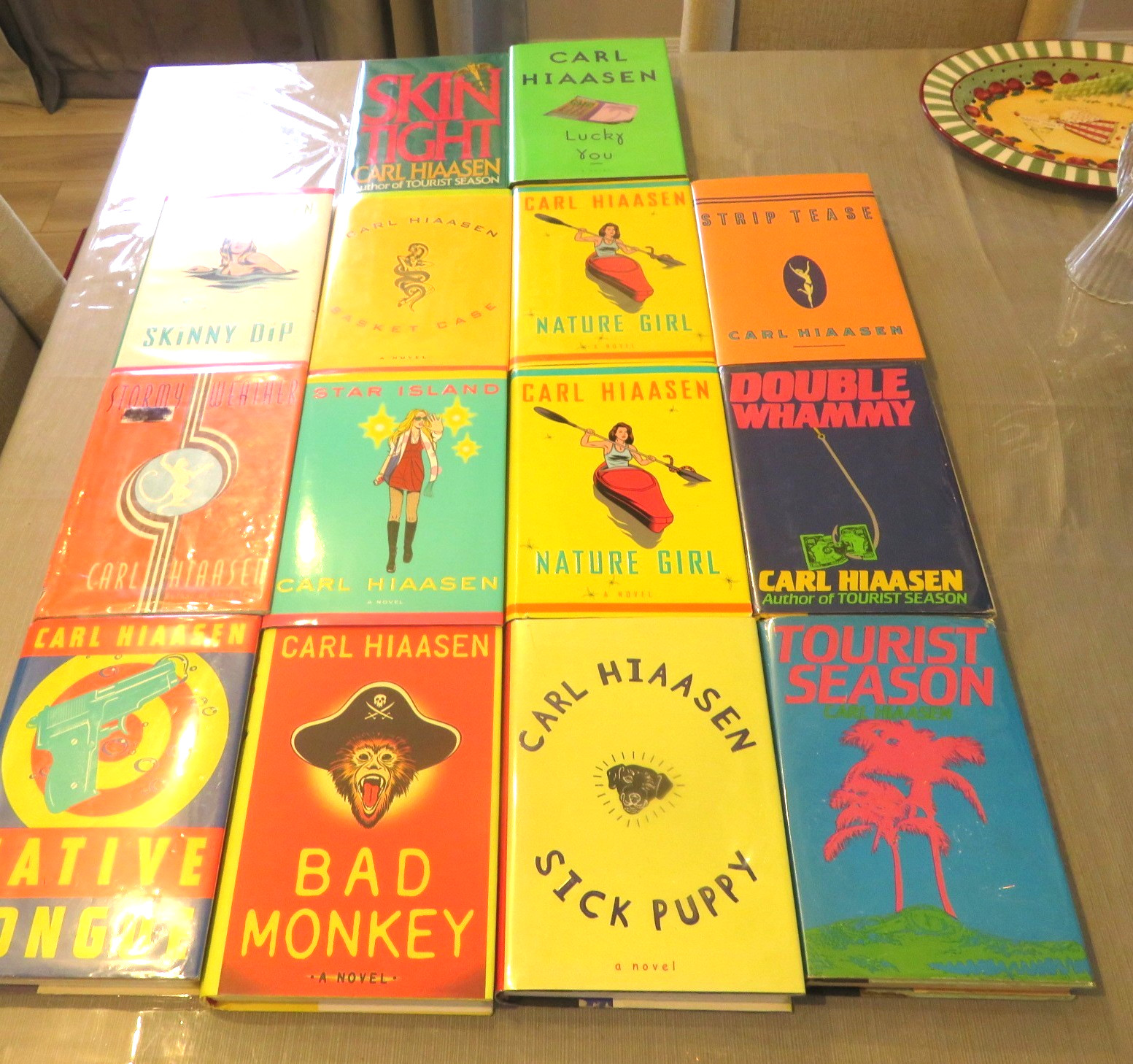 Lot of 14 Hard Cover CARL HIAASEN Books with Dust Jackets in Excellent Condition