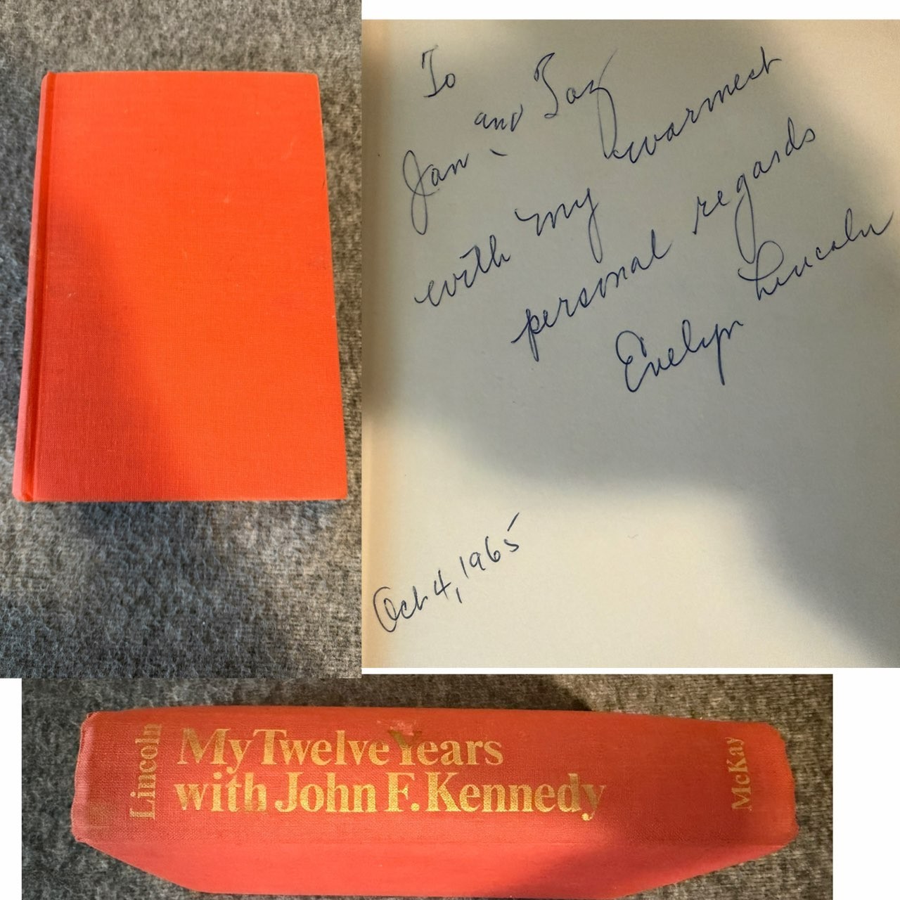 SIGNED MY TWELVE YEARS WITH JOHN F KENNEDY-EVELYN LINCOLN 1ST ED- JFK NAVAL AIDE