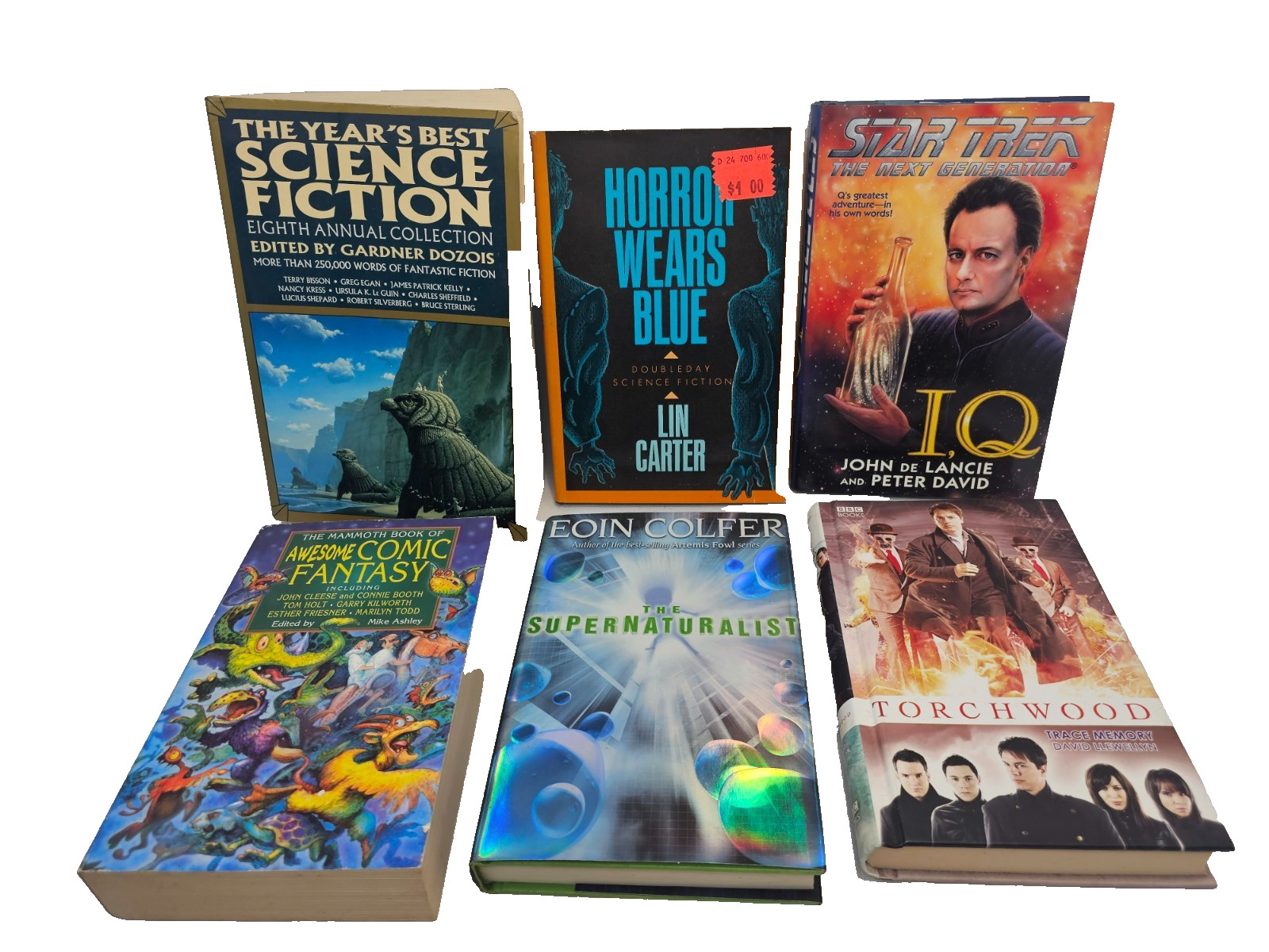 Sci-Fi Fantasy Hardcover Book Lot 6x Lin Carter Horror Wears Blue Star Trek IQ