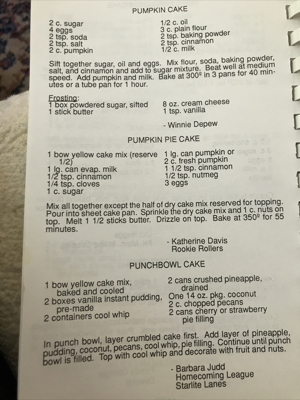 Womens Bowling Association Cookbook 2nd Ed 242 pages Spiral Knoxville TN