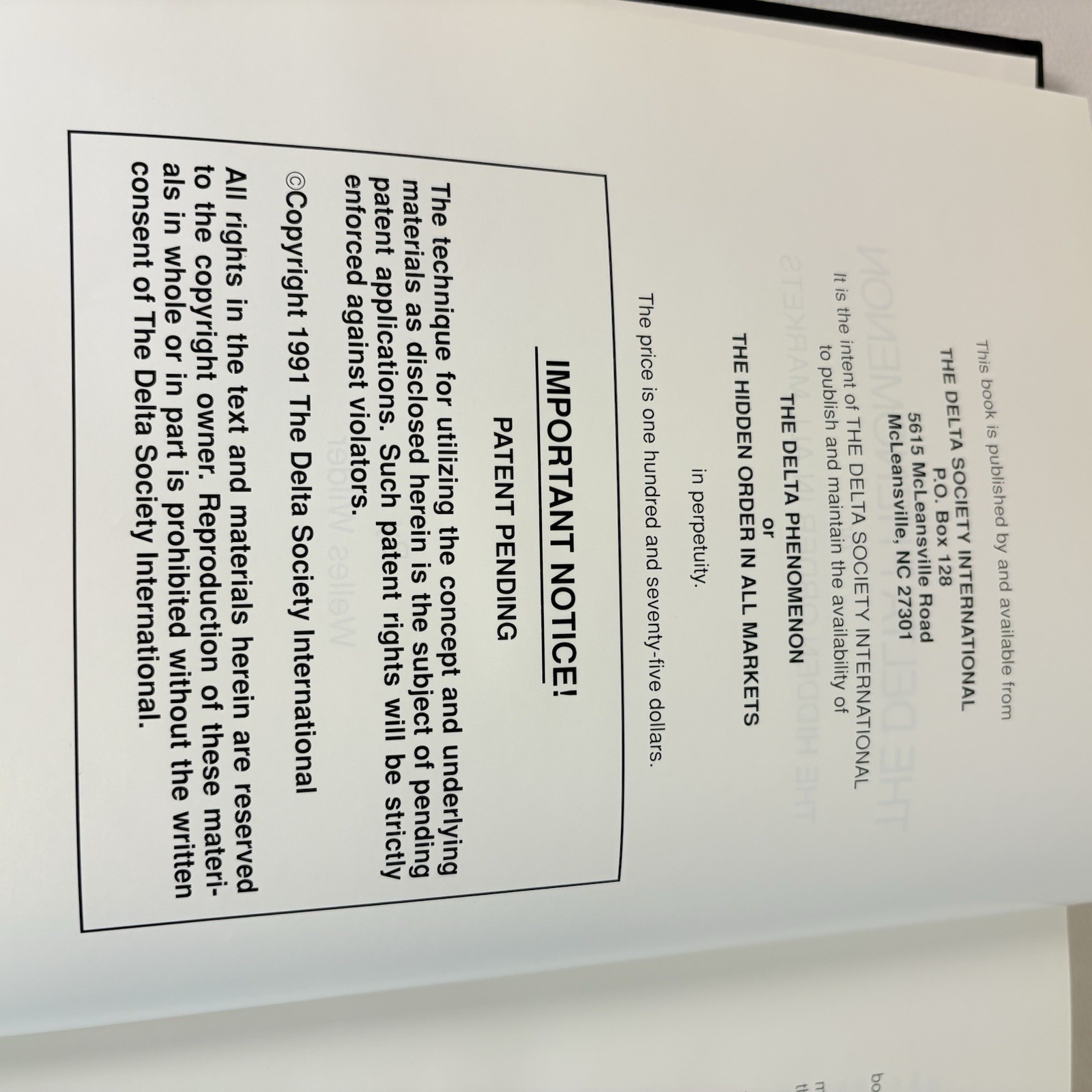 1991 THE DELTA PHENOMENON Investing Hidden Order Stock Market Book -1980s Charts