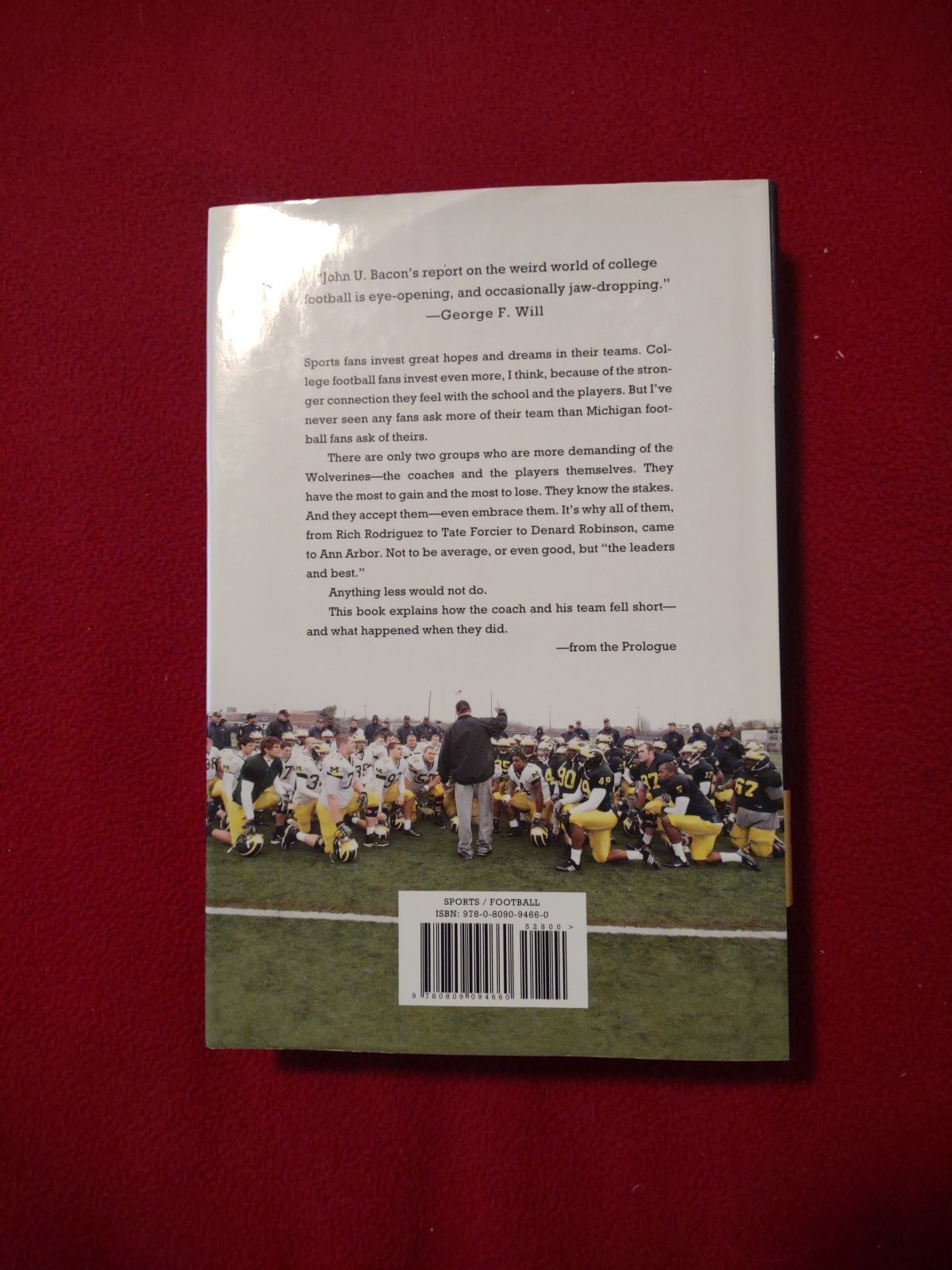John Bacon SIGNED Three and Out Rich Rodriguez Michigan Wolverines First Edition
