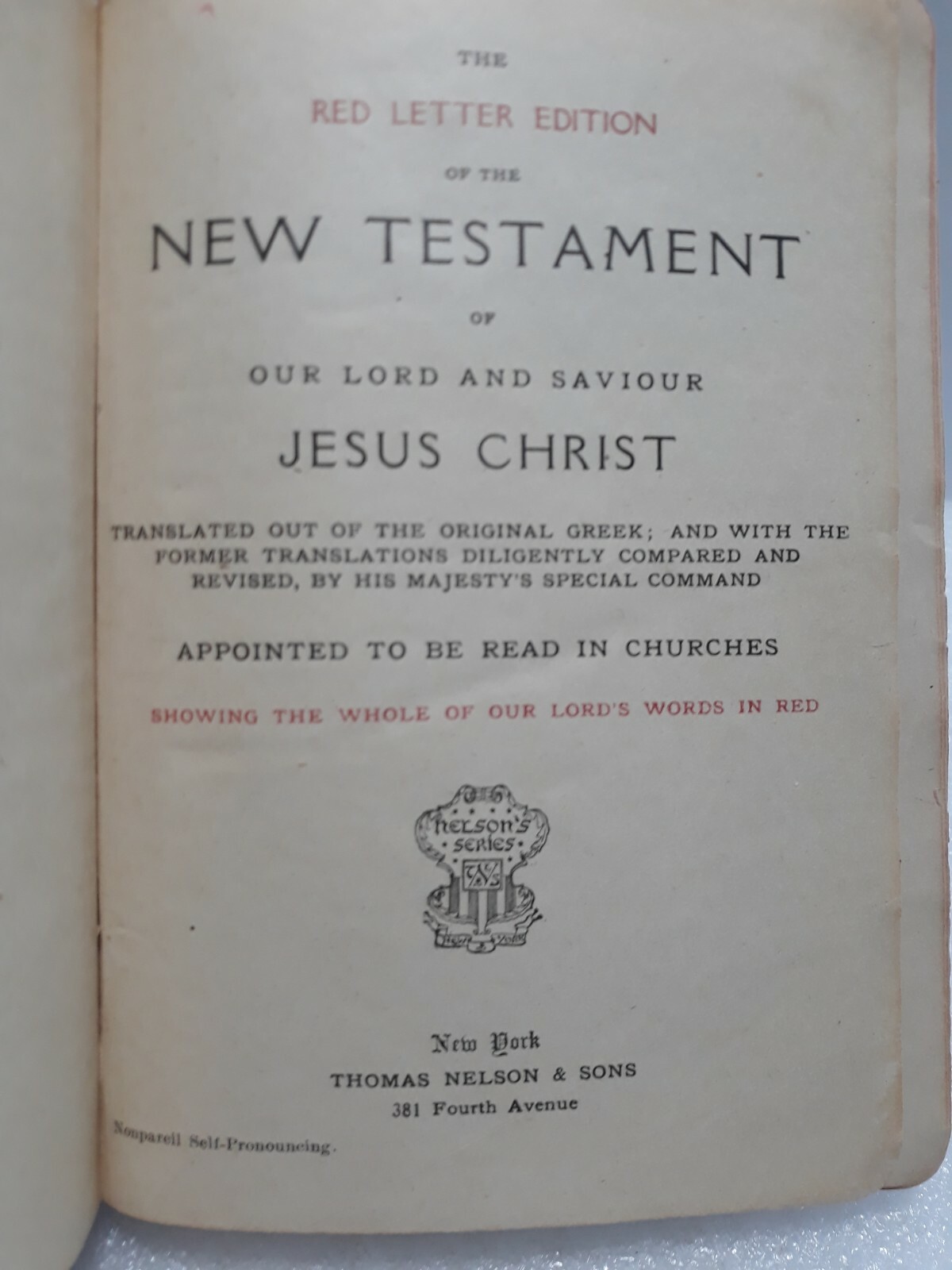 Red Letter Testament thomas nelson red cover antique