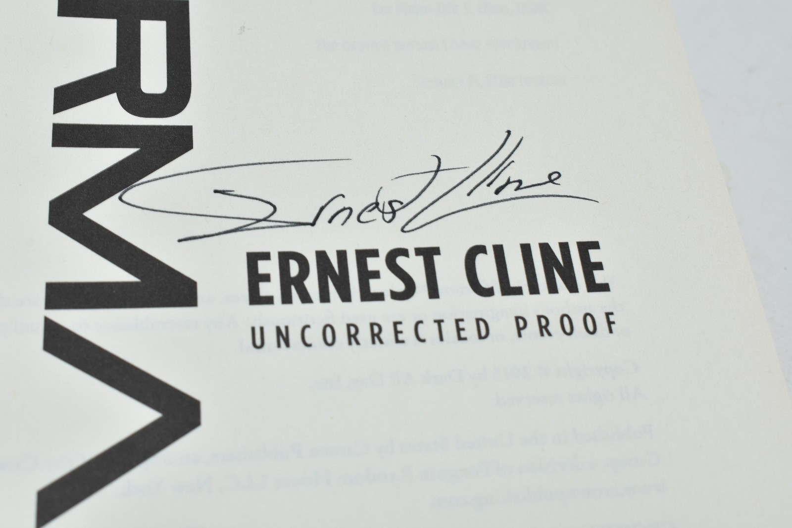 ✎✎SIGNED ADVANCE REVIEW COPY✎✎ARMADA AUTOGRAPHED Ernest Cline NEW