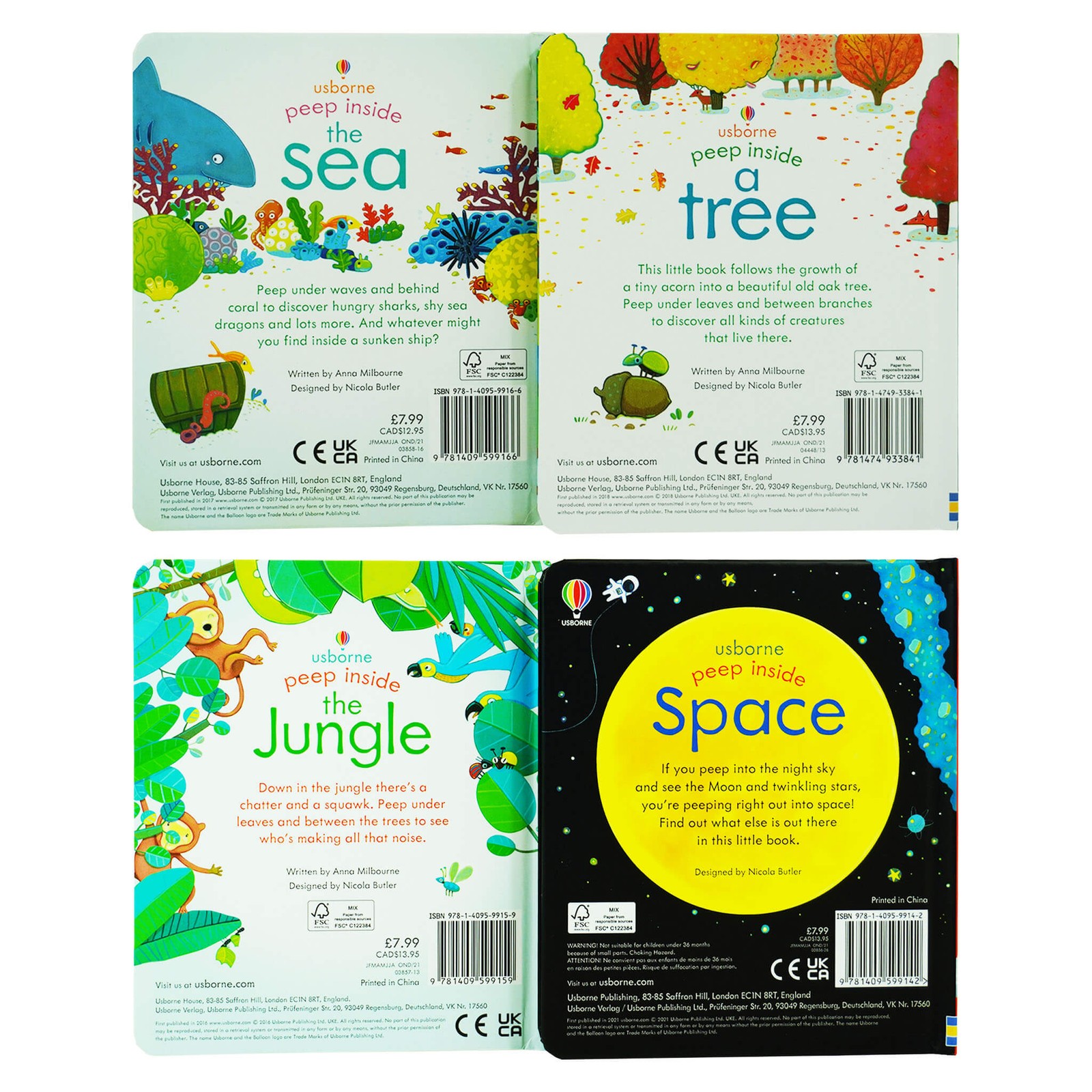 Usborne Peep Inside Gift Set 4 Board Books Set – Ages 3+ – By Anna Milbourne