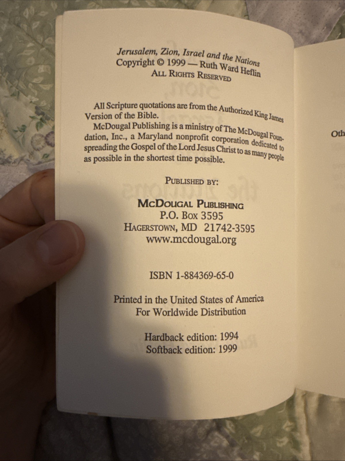 Jerusalem, Zion, Israel and the Nations by Ruth Ward Heflin