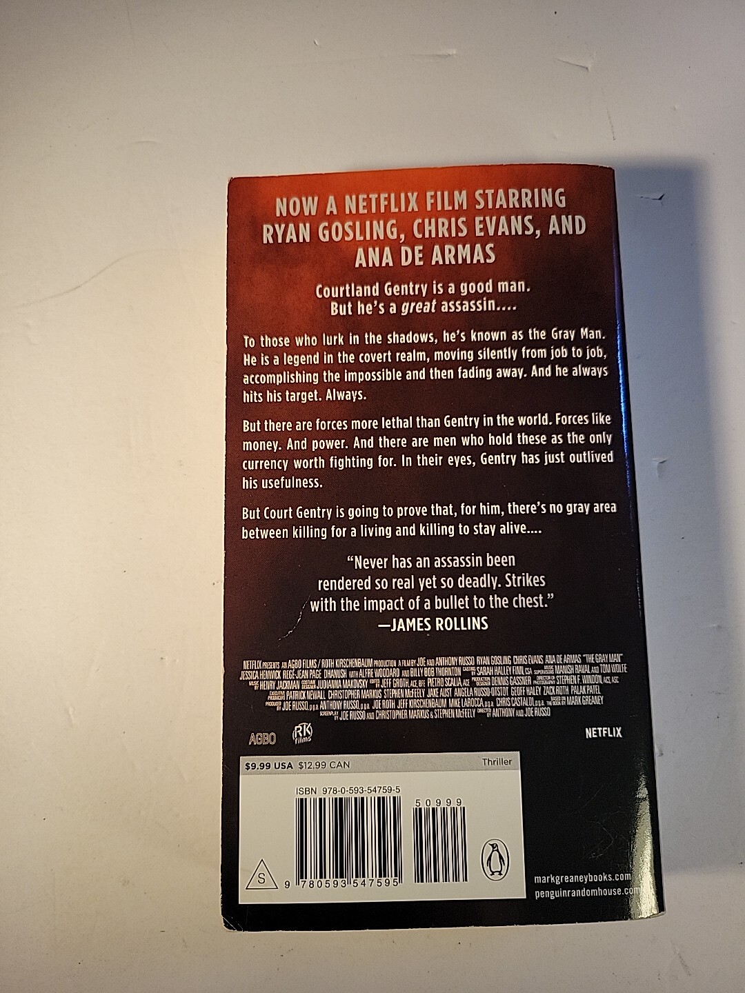 Gray Man (Netflix Movie Tie-In) by Mark Greaney (2022, Us-Tall Rack Paperback)