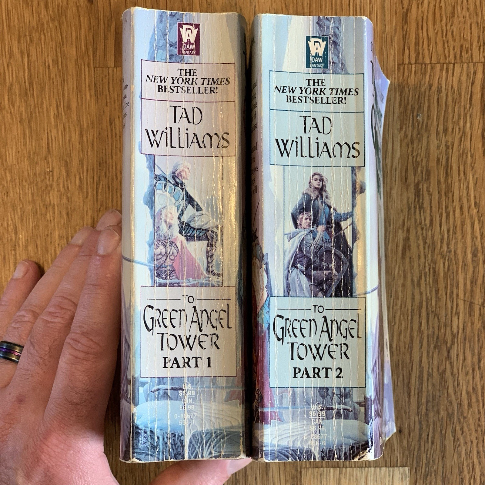 TO GREEN ANGEL TOWER Part 1 & 2 Tad Williams 1994 MMPB First PB Edition LOT OF 2