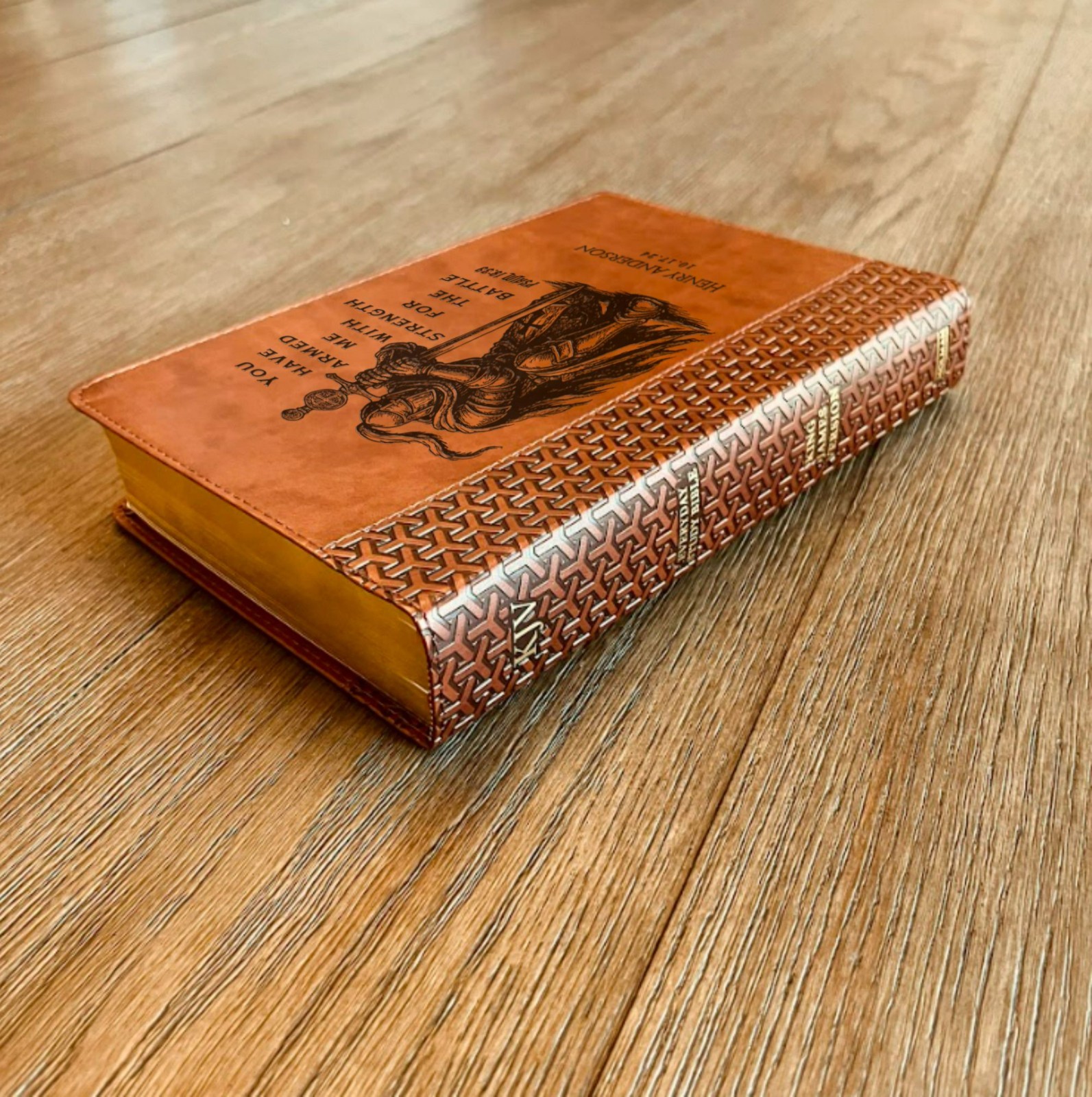 Personalized Bible for Men, KJV Study Bible, Engraved Name, Knight Warrior Gift