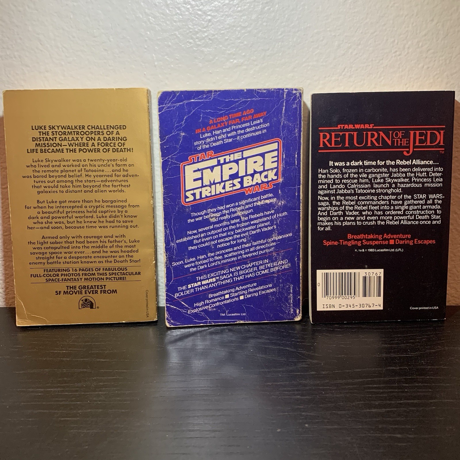 Star Wars Trilogy: Del Rey Book Lot of 3 (Paperback) First Special Printing