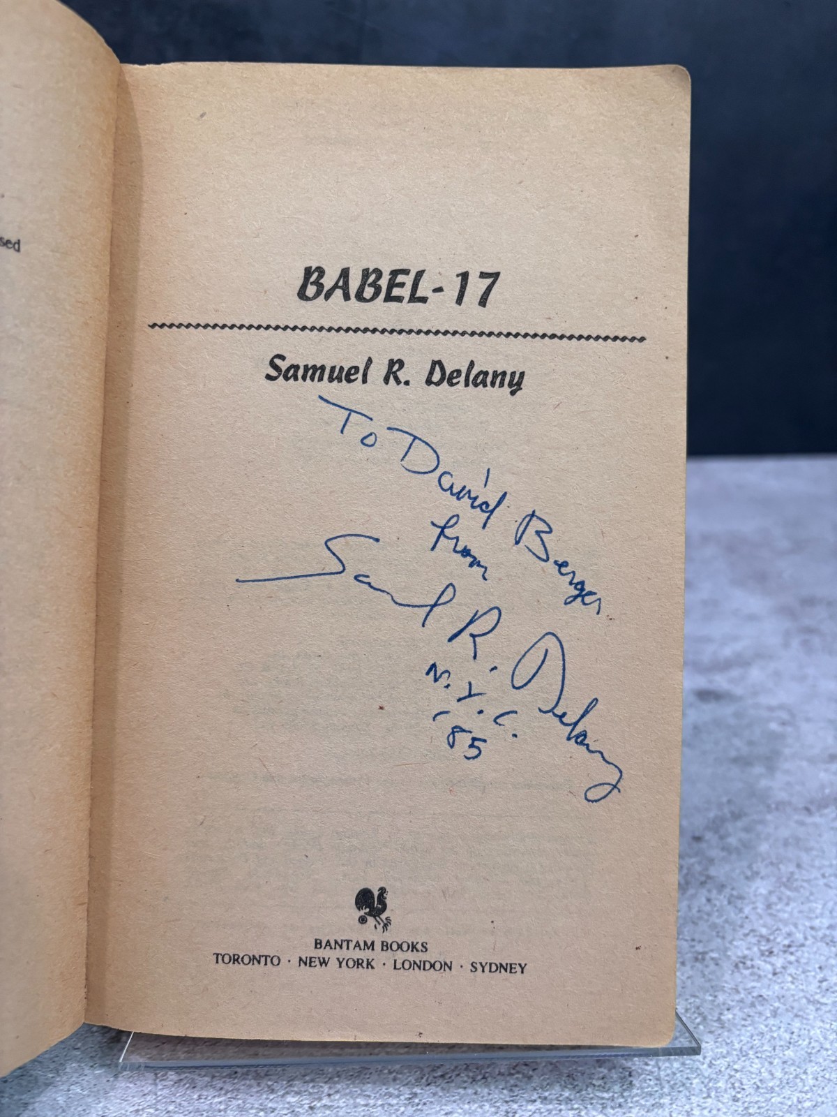 Babel-17 Samuel R. Delany SIGNED & INSCRIBED 1982 1st Bantam Edition PB Nebula