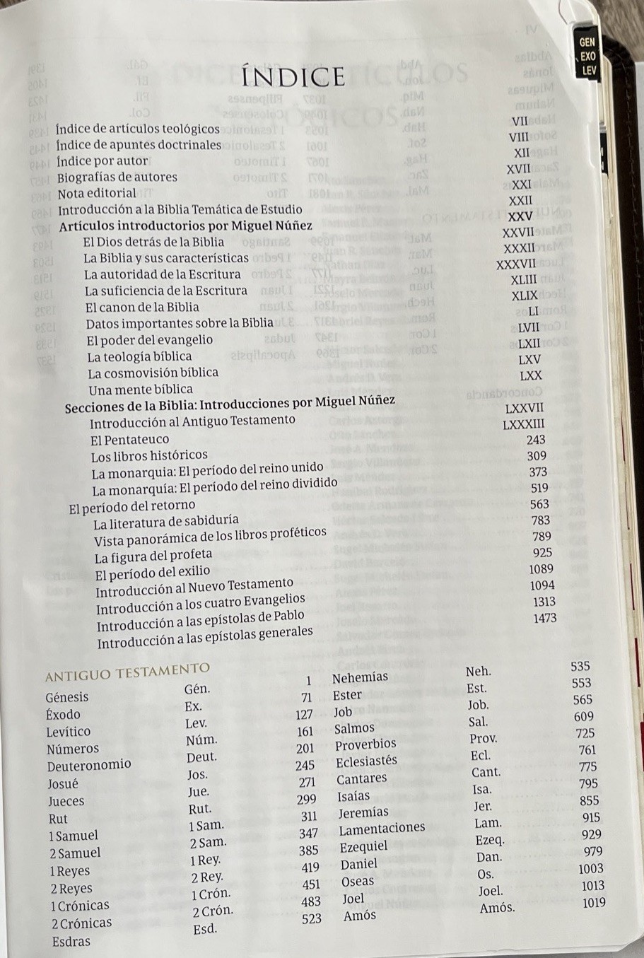 Biblia tematica RVR 1960 de Estudio, Marrón OscuroPiel Fabricada indice