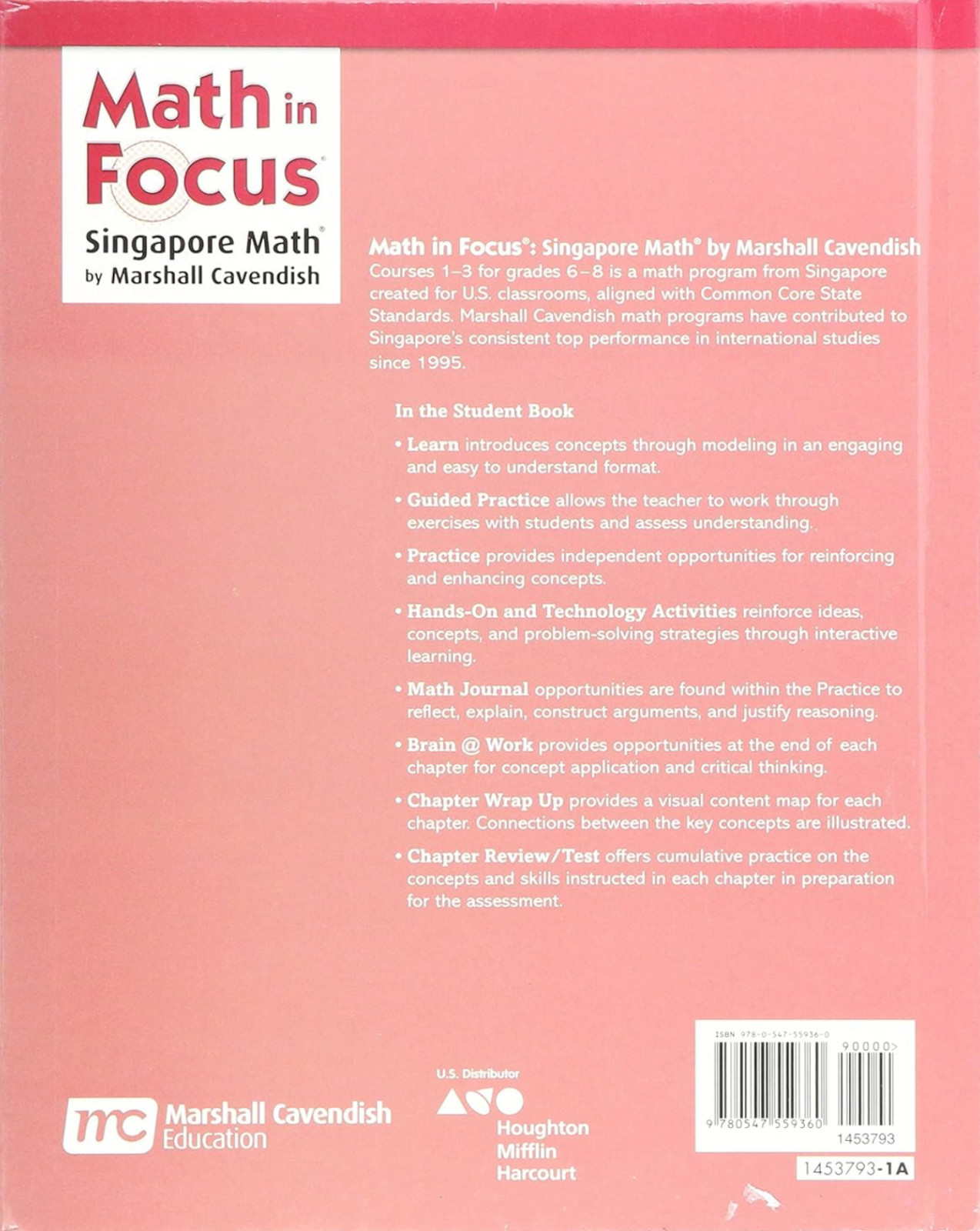 Math in Focus: Singapore Math Student Edition, Grade 6, Volume A [hardcover] NEW