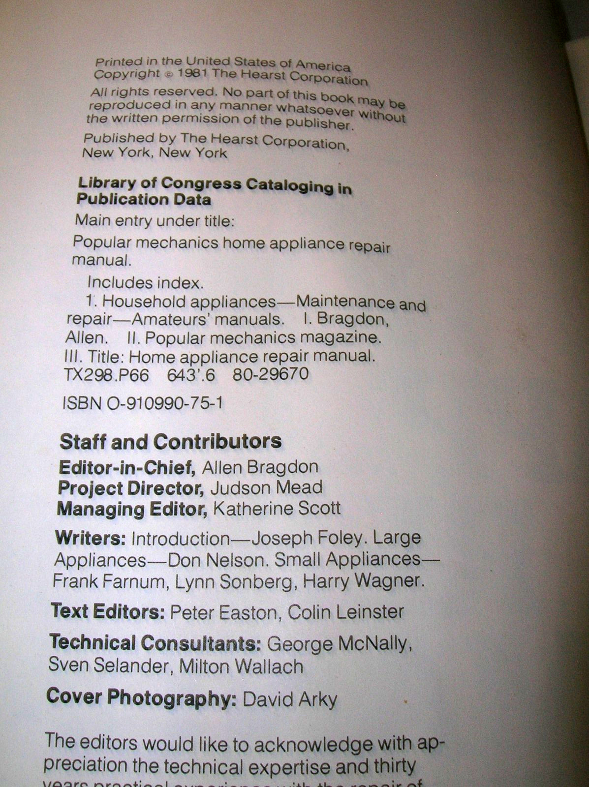 Home Appliance Repair Manual Hardcover Illustrated 320pg Popular Mechanics
