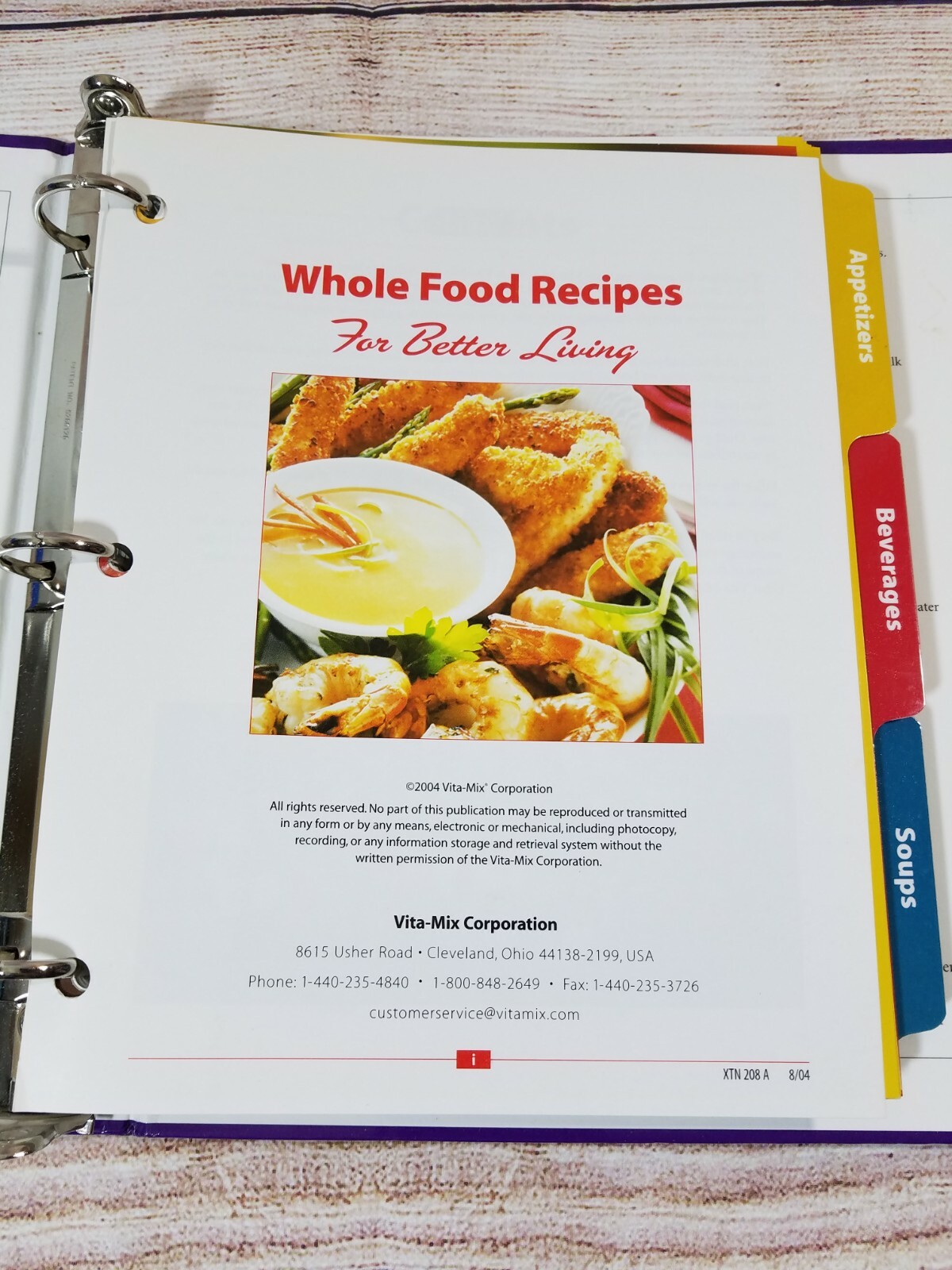 2004 Vita-Mix Whole Food Recipes For Better Living – Ring Bound Book 260 pages