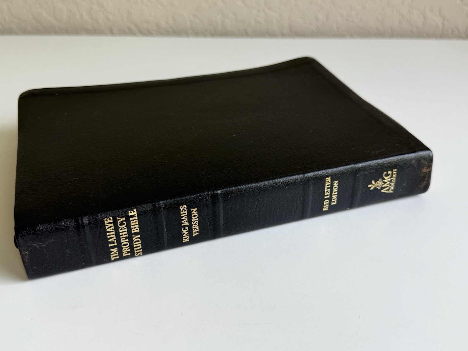 Tim Lahaye Prophecy Study Bible KJ Genuine Black Leather Red Letter Edition