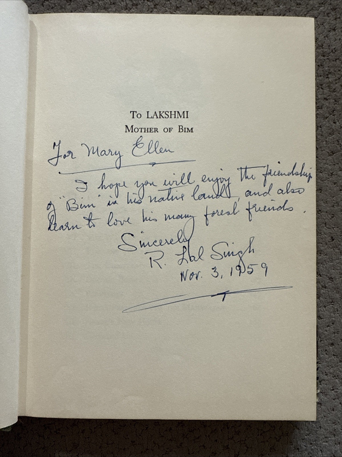 Gift of the Forest R. Lal Singh Signed and Inscribed Rare Punjabi Sikh Vintage
