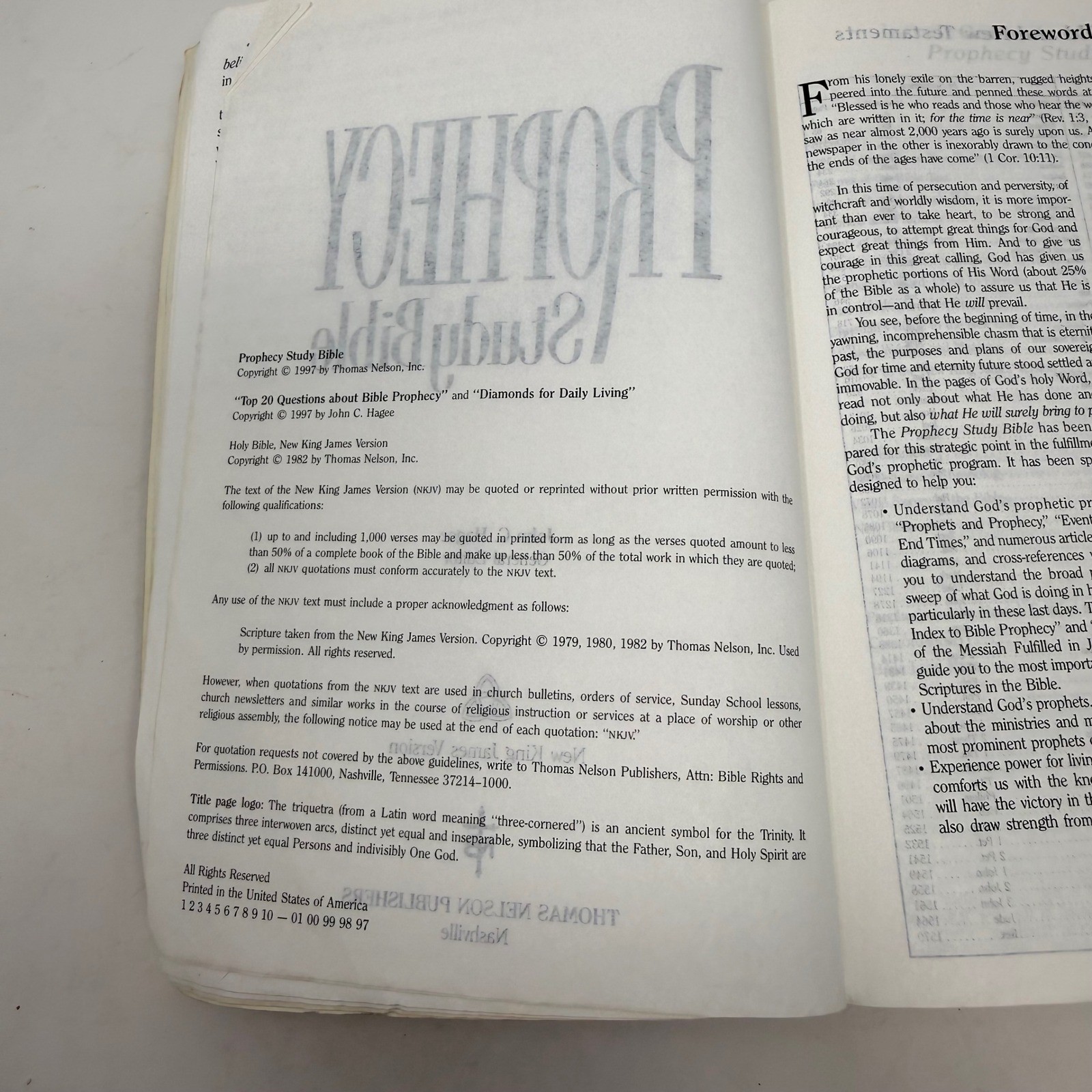 Prophecy Study Bible John C Hagee NKJV New King James Version Thomas Nelson 1997