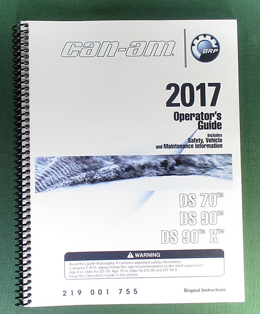 2017 Can-Am DS 70 Owner’s Manual: 156 Pages & Protective Covers!