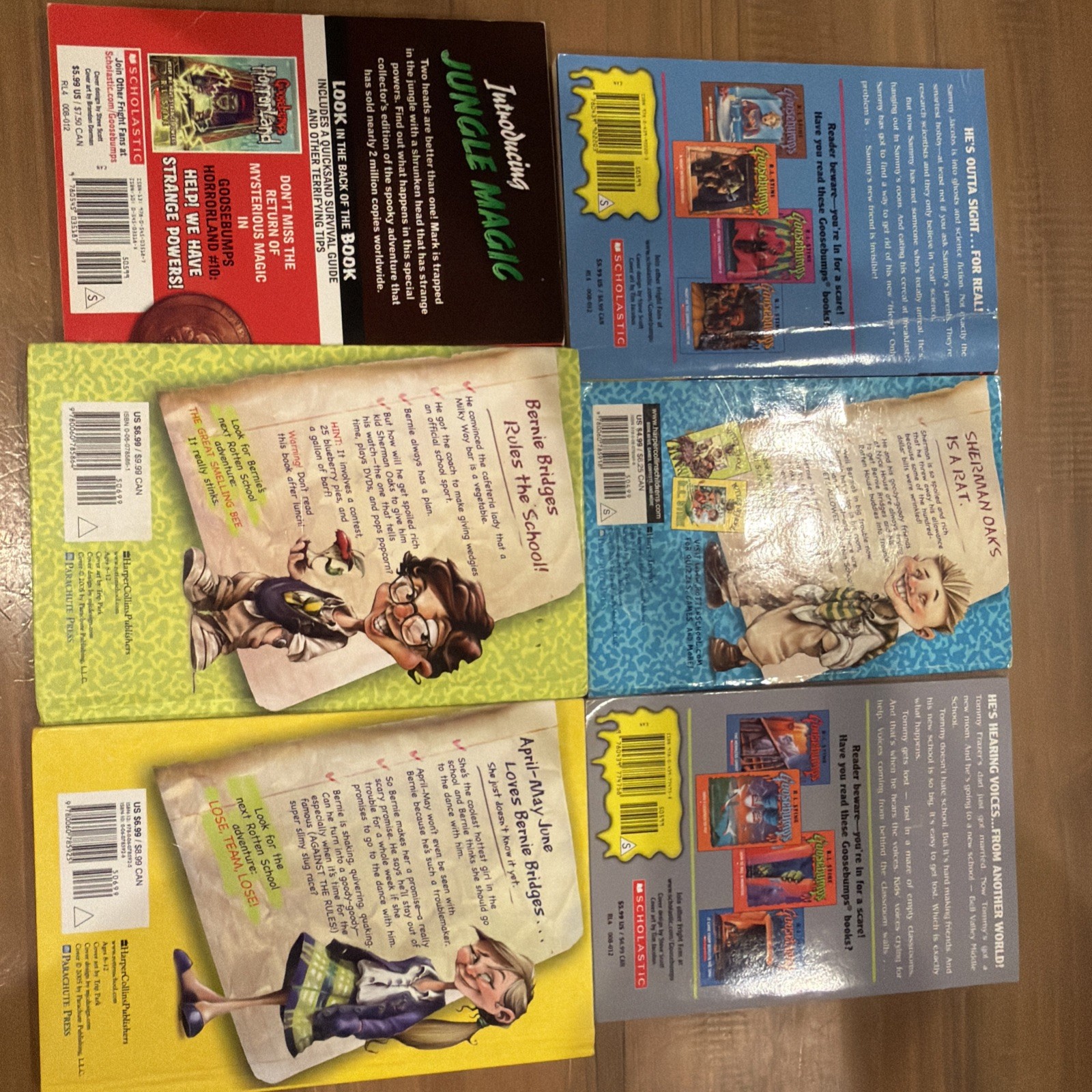 4 goosebumps paperback, 2 rotten school hardback. My best friend is invisible