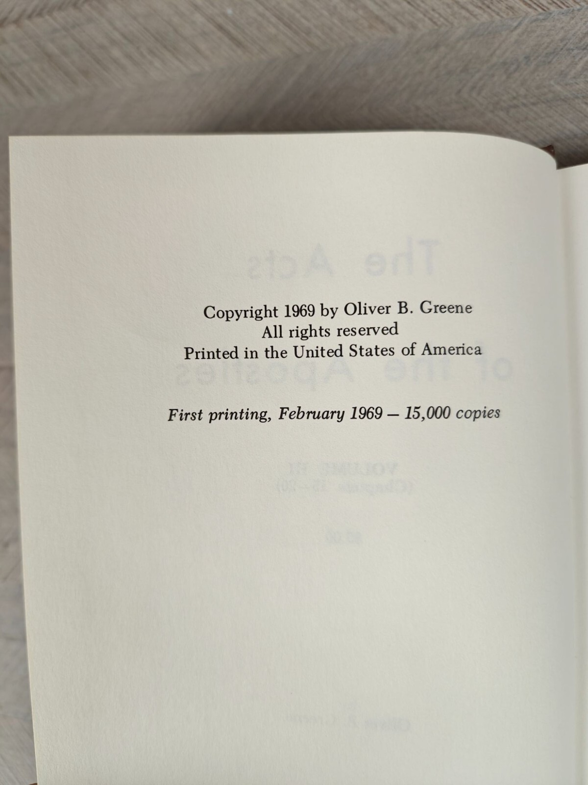 The Acts Of The Apostles Vol III By Oliver B. Greene Hardcover 1972