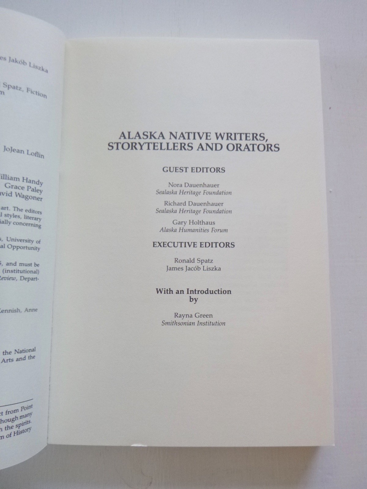 Alaska Review: Alaskan Native Writers, Storytellers & Orators (paperback, 1986)